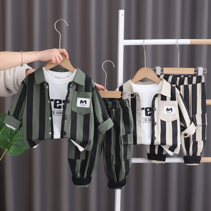 3pcs Baby Boy Striped Casual Long Sleeve Set