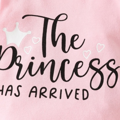 2pcs Baby Girl Love Letter Print Long Sleeve Set With Hairband