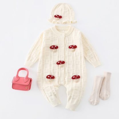 Baby Girl/Boy Knitted Cute Duck Mushroom Long Sleeve Romper