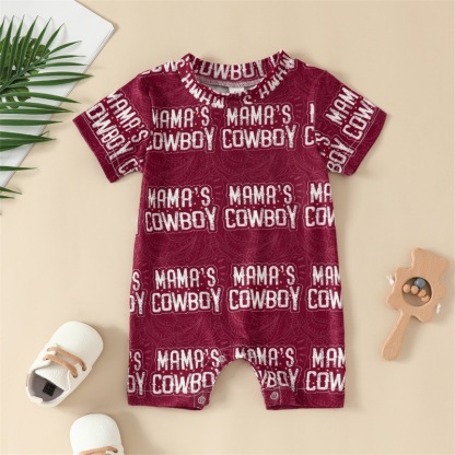 Baby Boy/Girl Letter Star Print Short Sleeve Romper