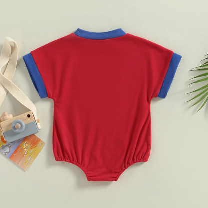 Baby Boy/Girl Red Freedom Letter Print Short Sleeve Bodysuit