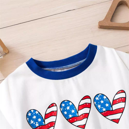 Baby Boy/Girl Independence Day Love USA Print Short Sleeve Bodysuit