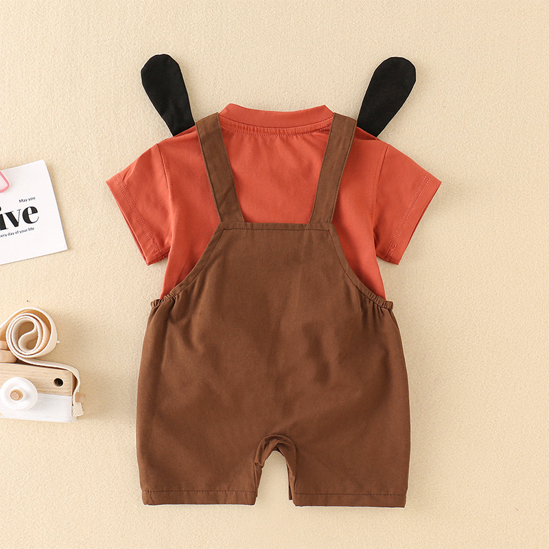 Baby Boy/Girl Cute Cartoon T-shirt+Romper 2pcs Set