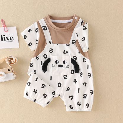 Baby Boy/Girl Cute Puppy Cartoon Letter Romper