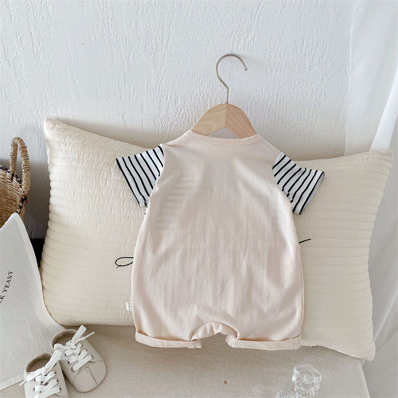 Baby Boy/Girl Cute Bear Stripe Short Sleeve Romper