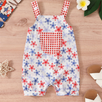 Baby Girl Independence Day Flower/Ice-cream/Star Sling Sleeveless Bodysuit