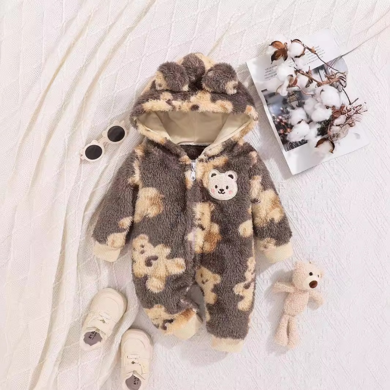 Baby Boy Cute Bear Hooded Romper