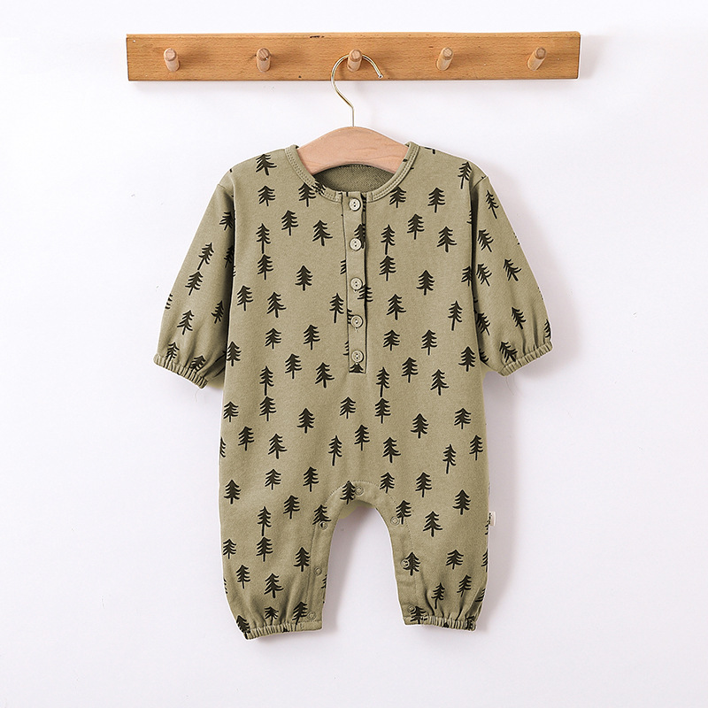 Baby Boy/Girl Cute Pine Tree Moon Long Sleeve Romper