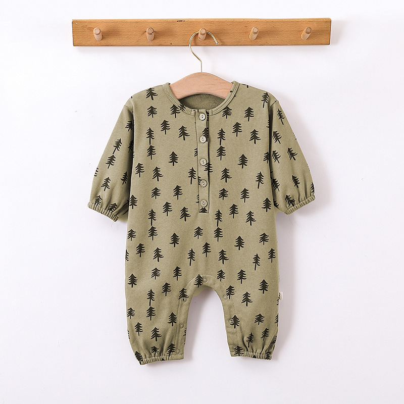 Baby Boy/Girl Cute Pine Tree Moon Long Sleeve Romper