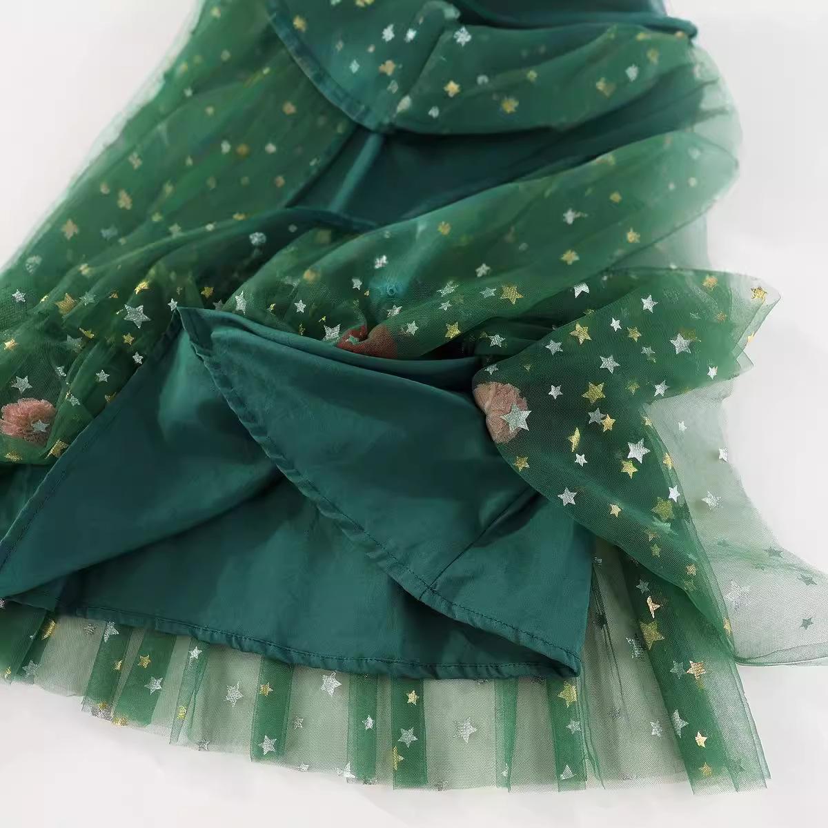 Baby Girl Christmas Tree Halter Mesh Dress