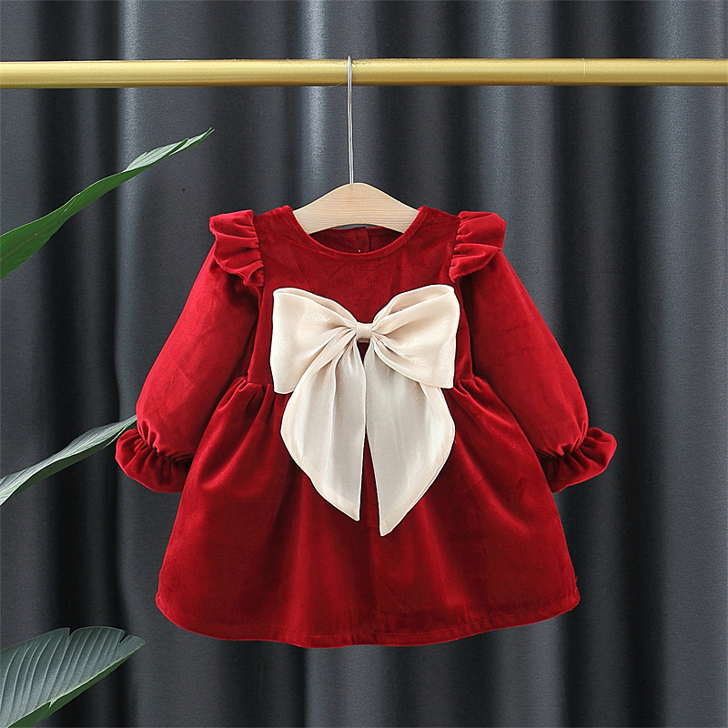 Baby Girl Bow Long Sleeve Dress