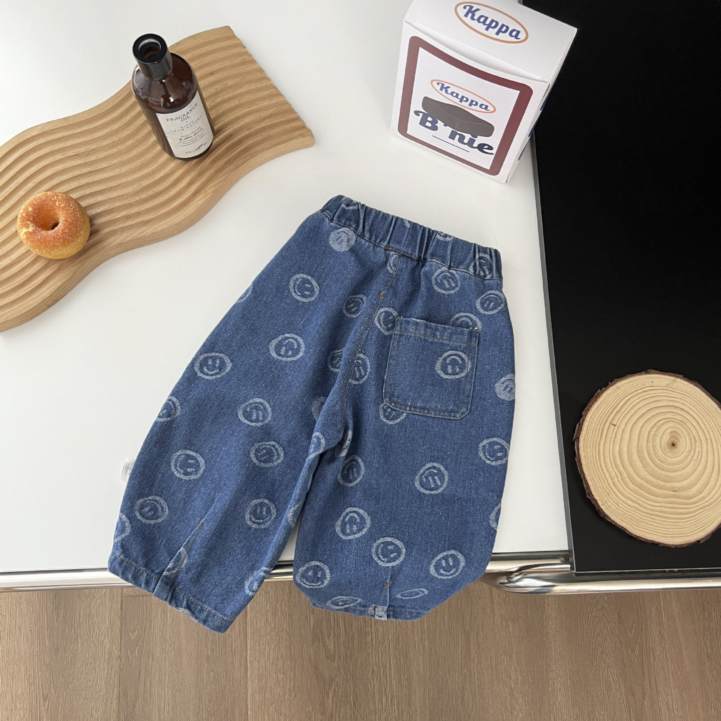 Baby Blue Smiley Peplum Trousers