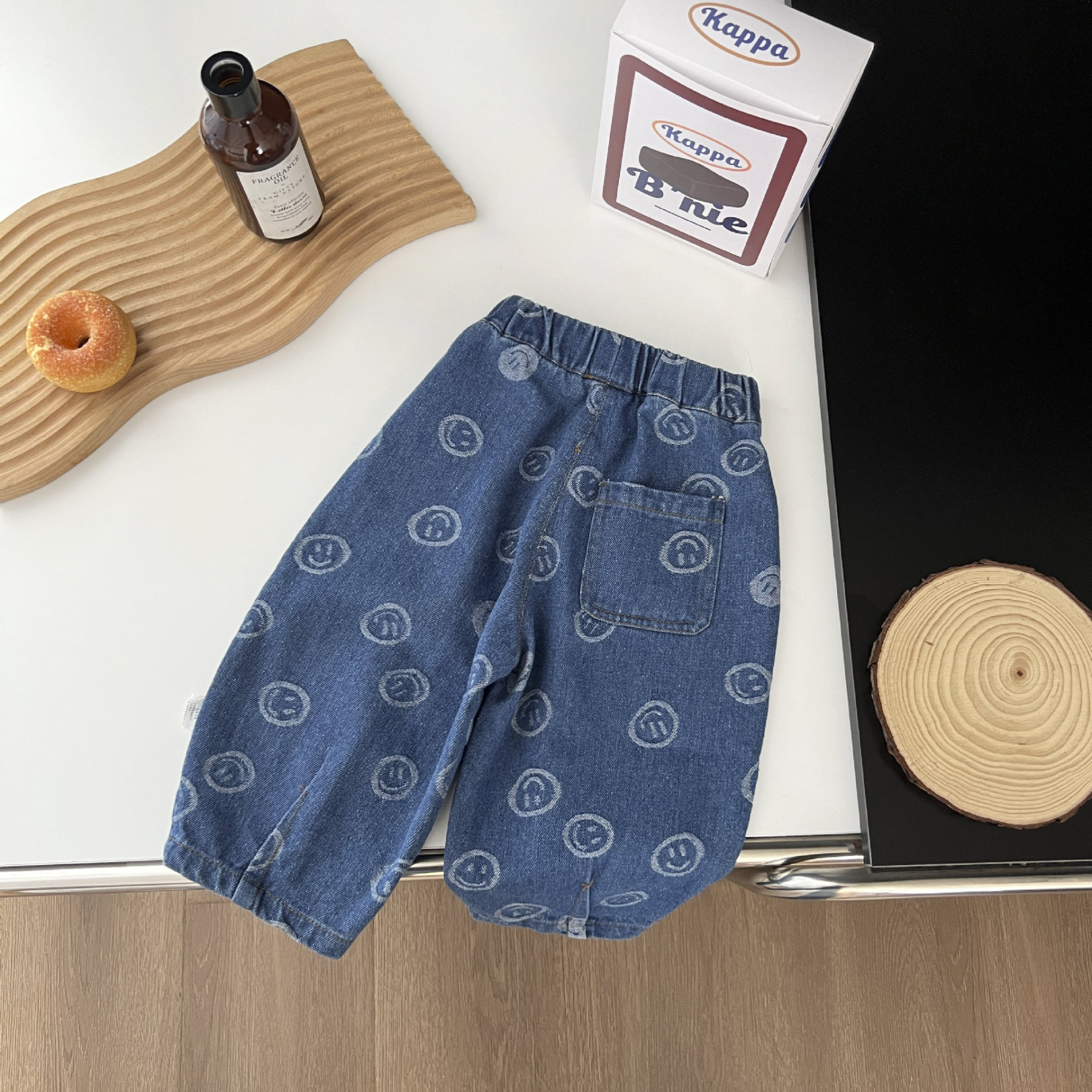 Baby Blue Smiley Peplum Trousers
