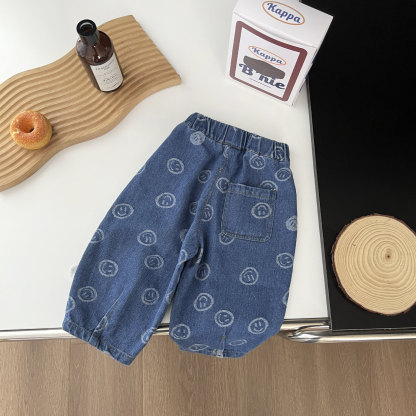 Baby Blue Smiley Peplum Trousers