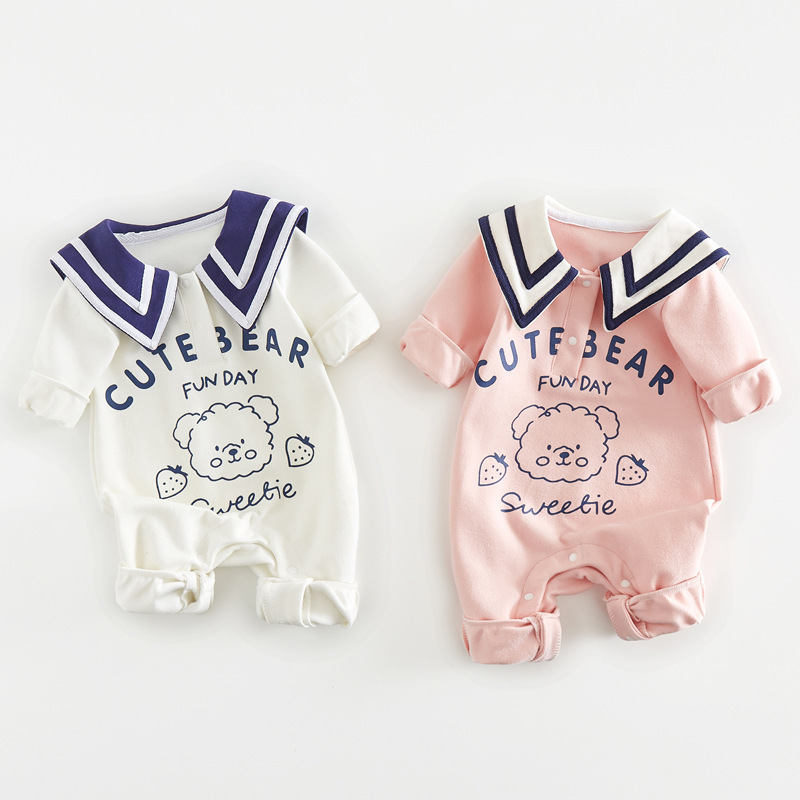 Baby Bear Navy Style Cartoon Romper