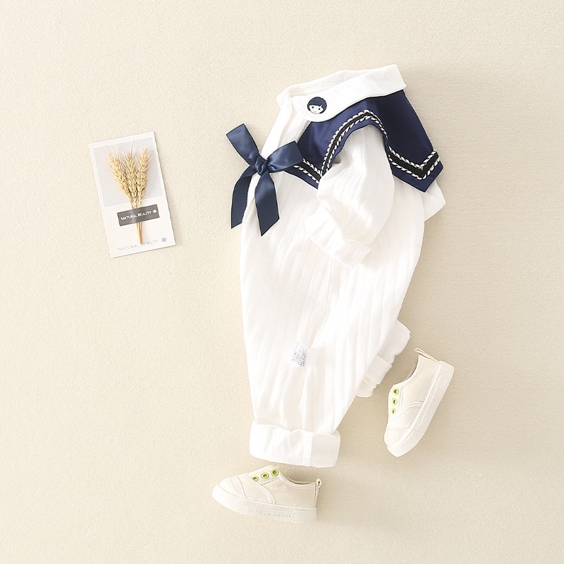 Baby White College Style Romper