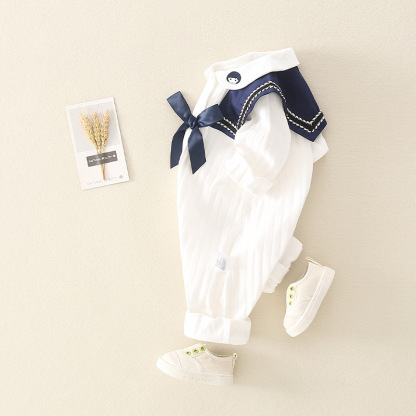 Baby White College Style Romper