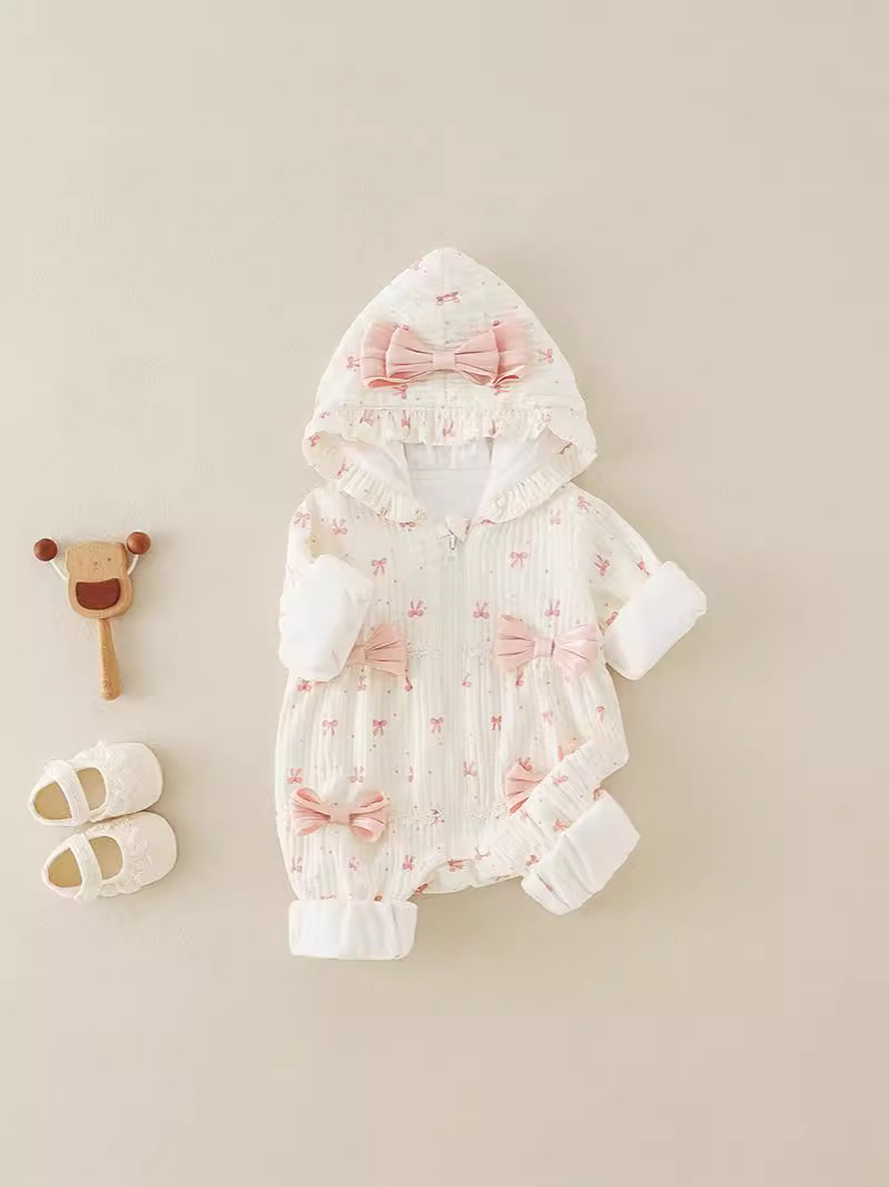 Baby Girl Pink Princess Bow Tie WIth Hat Romper