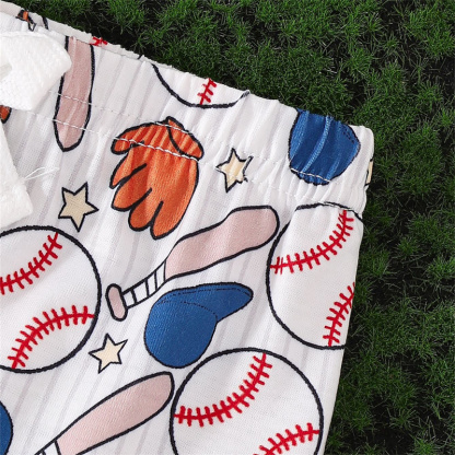 2pcs Baby Boy Cute Baseball T-shirt with Pant Set