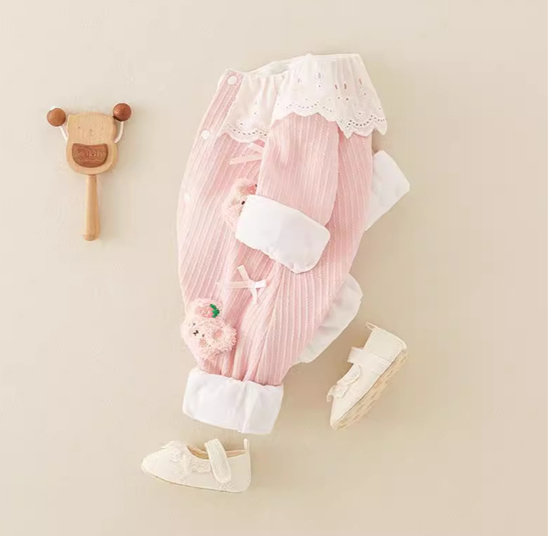 Baby Bear Pink Princess Bow Tie Romper