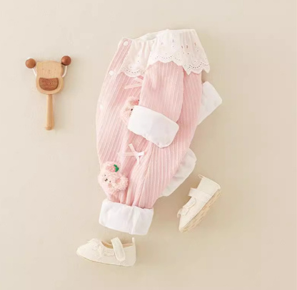 Baby Bear Pink Princess Bow Tie Romper