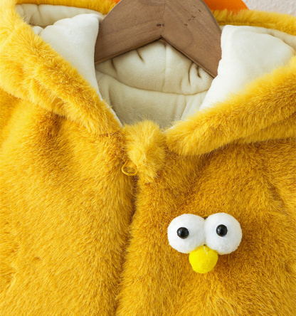 Baby Cartoon Cute Chick Padded Cotton Hooded Romper