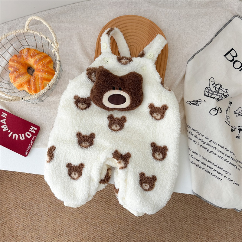 Baby Cute Cute Bear Bib With T-shirt Romper Set