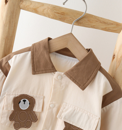 Baby Boy Cute Bear Workwear Long Sleeve Romper