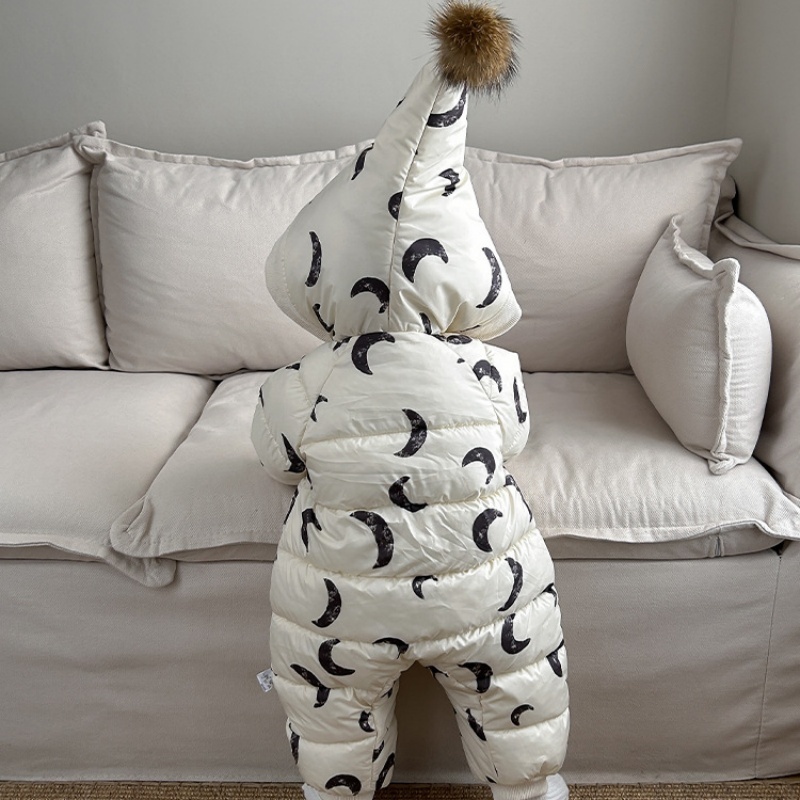 Baby Cute Full-printed Moon Sandwich Thickened Cotton Romper