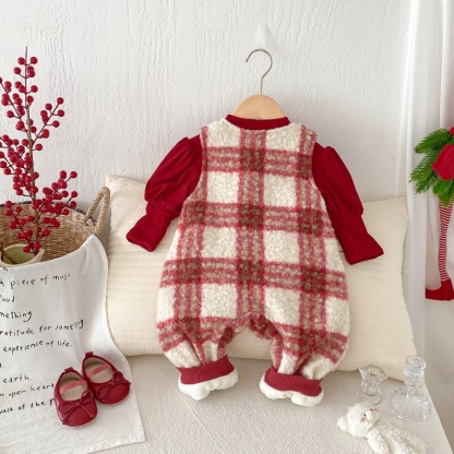 2pcs Baby  Girl Christmas Padded Romper Set