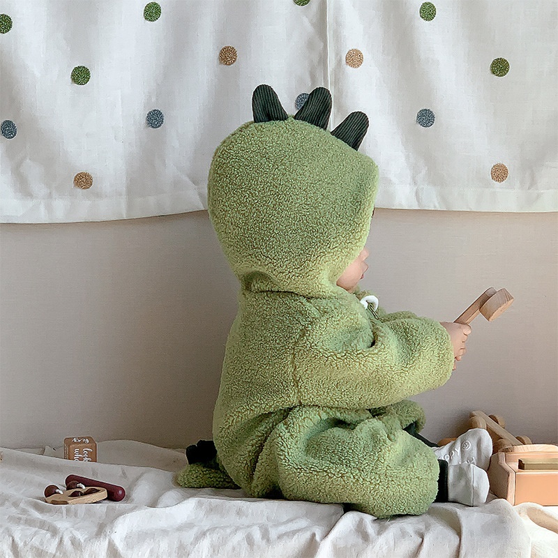 Baby Cute Embroidered Dinosaur Long Sleeve Romper
