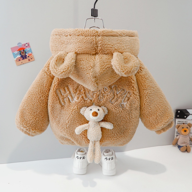 Baby Cute Bear Hooded Thickened Plush Top