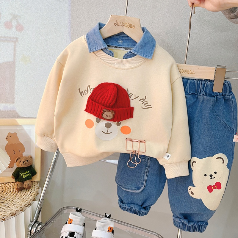 2pcs Baby Boy Hat Bear Lapel Set