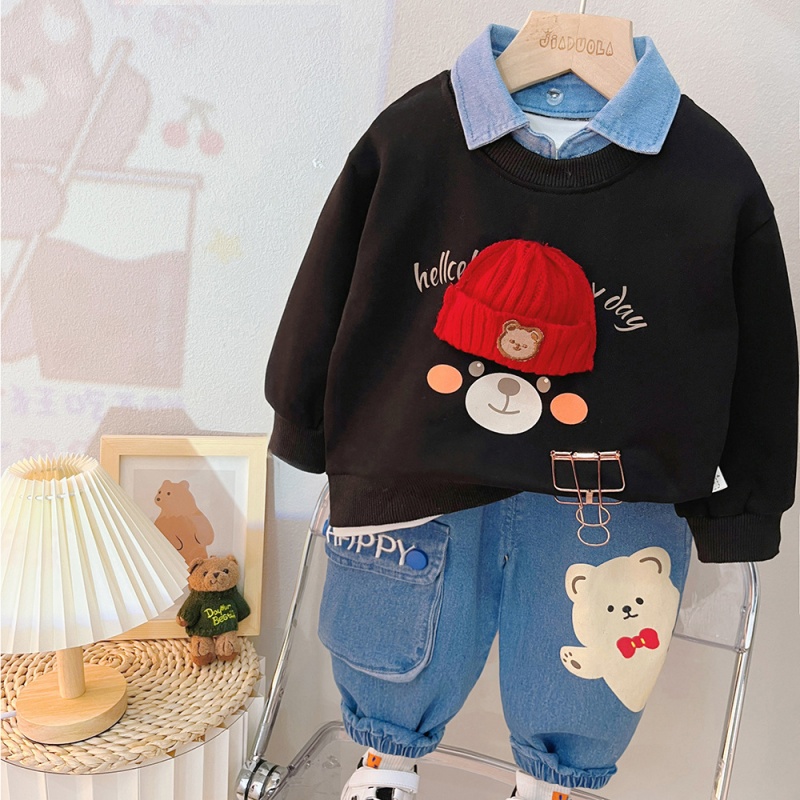 2pcs Baby Boy Hat Bear Lapel Set