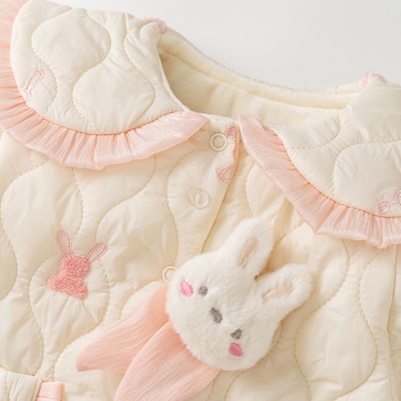 Baby Girl Cute Rabbit Princess Lapel Cotton Thickened Romper
