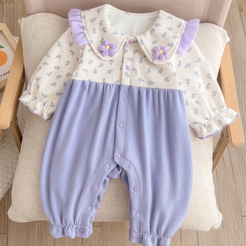 Baby Girl Cute Fluffy Rabbit Padded Fleece Double Layer Long Sleeve Ro