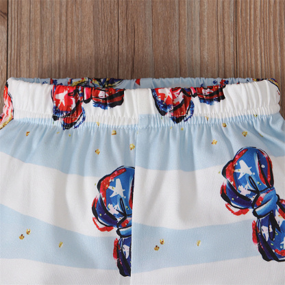 2pcs Baby Boy American Independence Day Bow Tie T-shirt with Pant Set