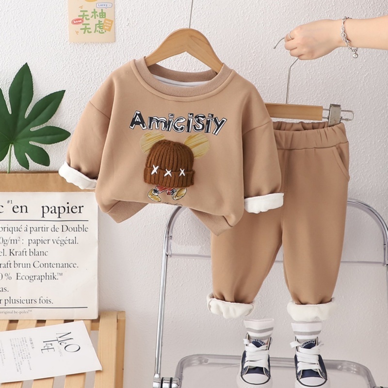 2pcs Baby Boy/Girl Thickened and Padded Cute Hat With Mouse Pattern Set