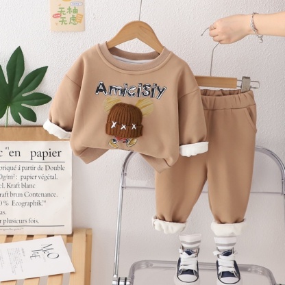 2pcs Baby Boy/Girl Thickened and Padded Cute Hat With Mouse Pattern Set