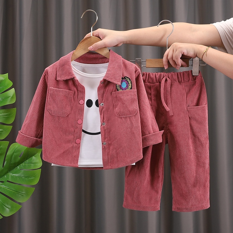 2pcs Baby Boy/Girl Chest Badge Corduroy Set