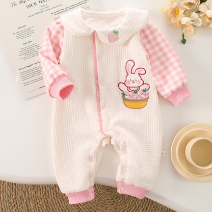 Baby Girl Cute Bunny Strawberry Romper
