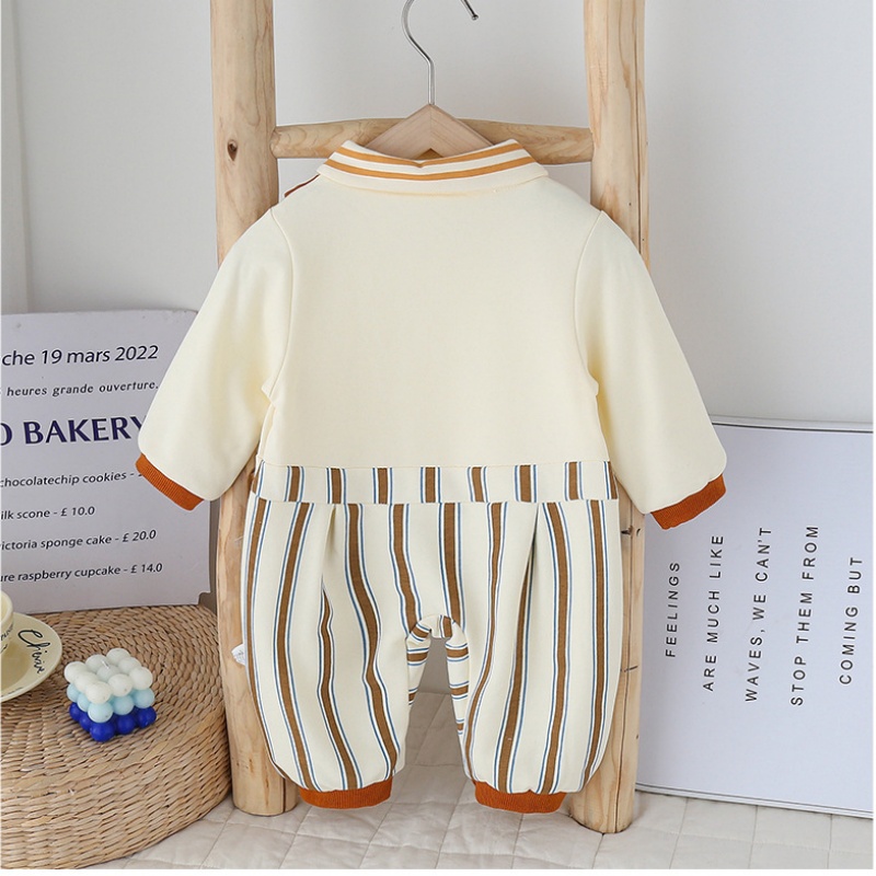 Baby Boy Cute Casual Striped Fake Back Romper