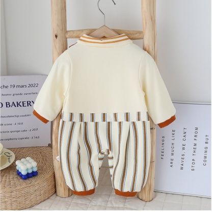 Baby Boy Cute Casual Striped Fake Back Romper