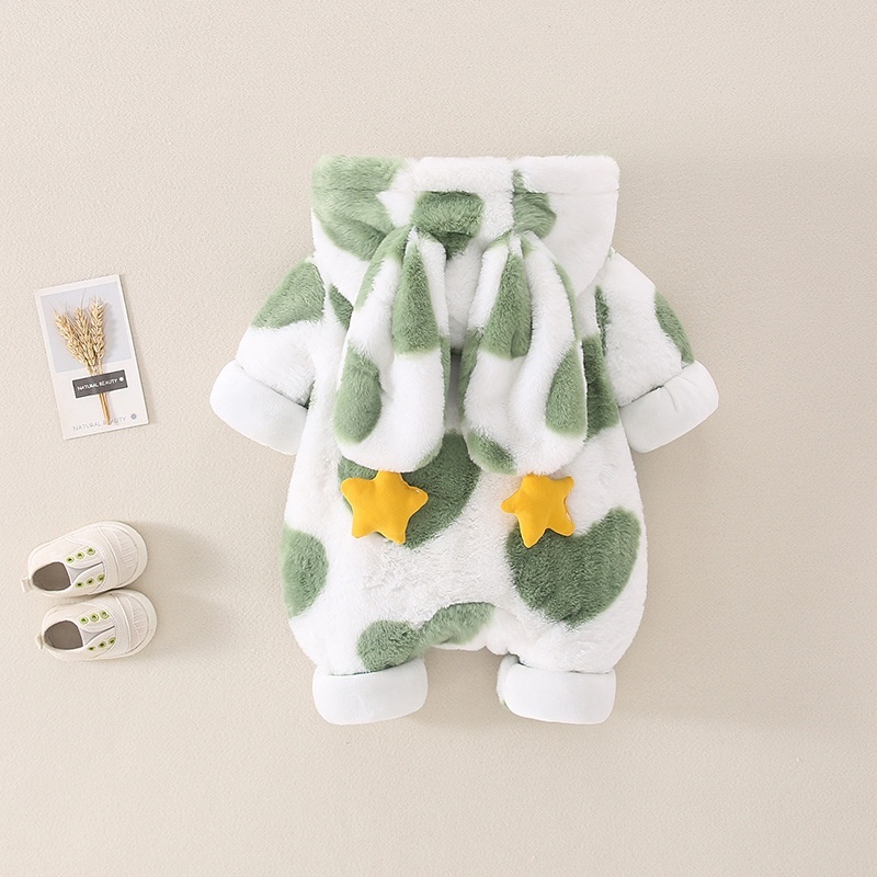 Baby Boy/Girl Cute Love Star Rabbit Ears Thickened Hooded Romper