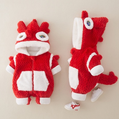 Baby Boy Chinese Dragon Hooded Thickened and Cotton Romper