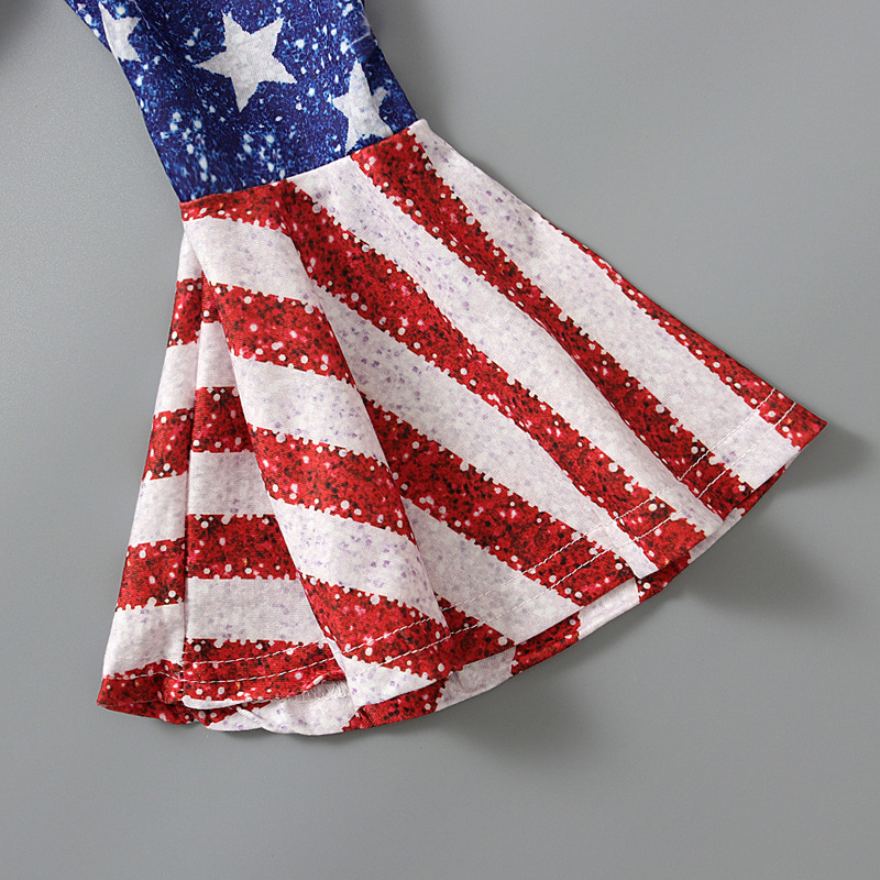 2pcs Baby Girl American Independence Day Letters T-shirt with Flared pants Set