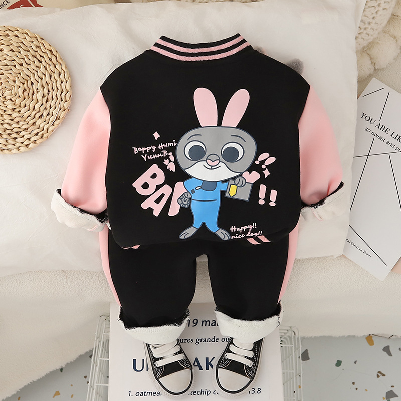 2pcs Baby Girl Cute Cartoon Baseball Suit Set
