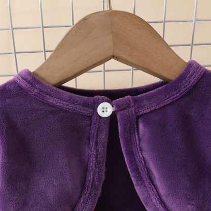 2pcs Baby Girl Plush Jacket Vest Butterfly Dress Set