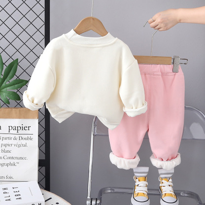 2pcs Baby Girl Bow Tie Padded Long Sleeve Set