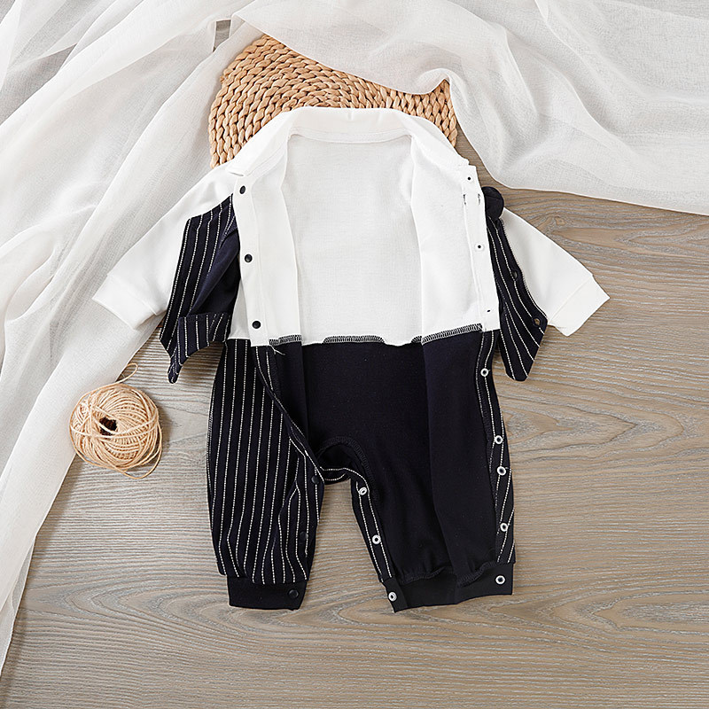 Baby Boy Striped Bow Tie Romper